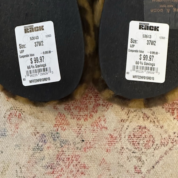 Rag & Bone Leopard Bailey Mule Slippers in Faux Fur in Size 7 - Picture 9 of 11